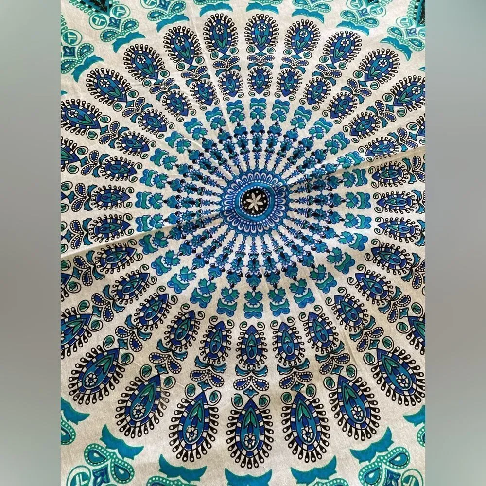 1970s Psychedelic Flower Power Made in India Bed Cover
